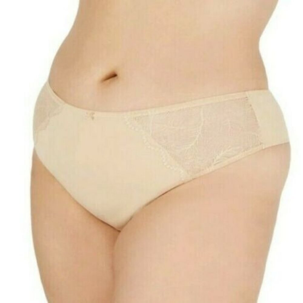 INC International Concepts Womens Lace Thong Panty Frappe Beige Nude 1X NEW